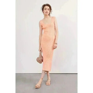 Anthropologie Knit Midi Dress Light Orange Size‎ XL